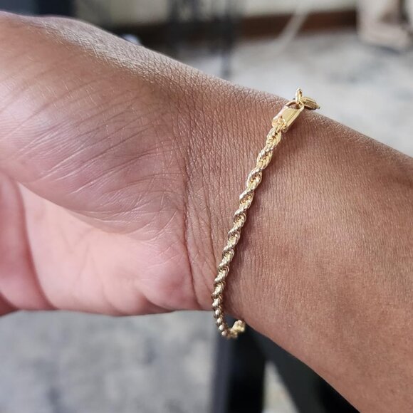 Barzel 18K Gold Plated Rope 3MM Gold Chain Bracelet - Picture 4 of 5